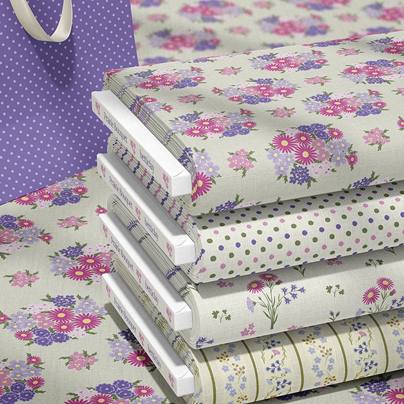 betticlay surface pattern design, four bolts of fabric from the Prairie Bouquet collection